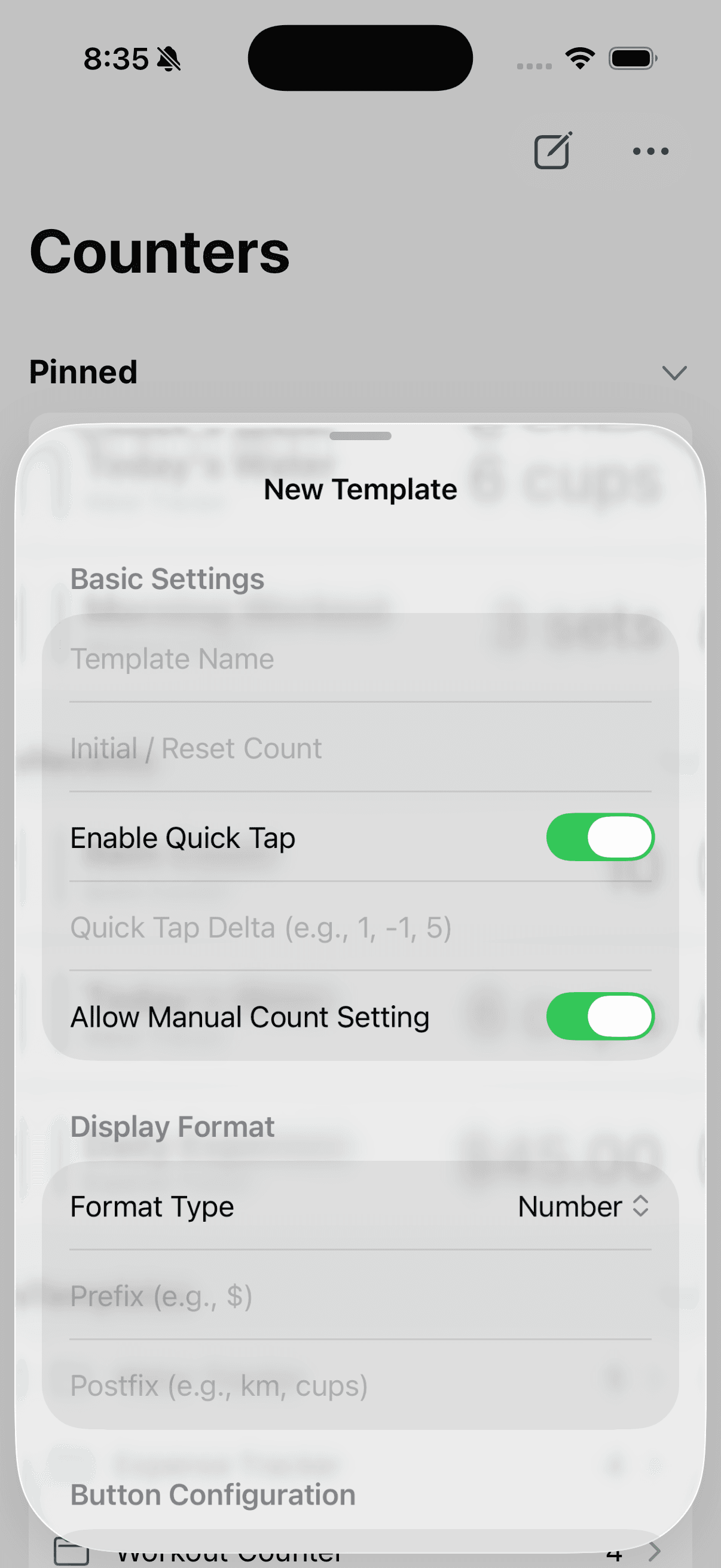 Create custom templates with personalized button configurations